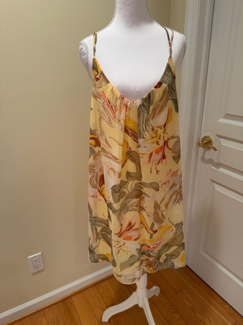 White House Black Market Yellow Floral Mini Dress